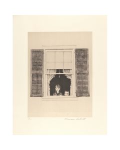 Children Looking Out Window Signed Print