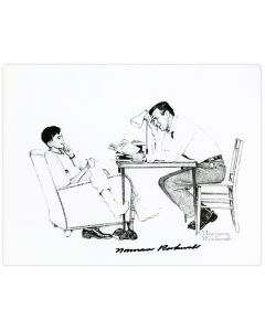 Father Helping Son with Homework Autographed Print