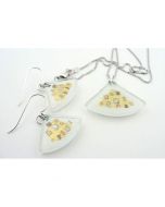 White Golden Fan Charm Earring and Necklace Set