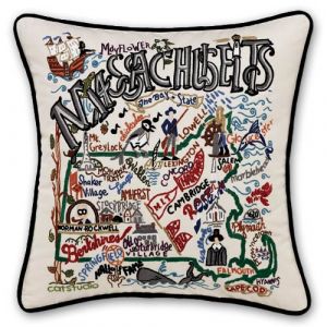 Hand Embroidered Massachusetts Pillow